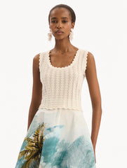 Oscar de la Renta Pointelle Weave Tank