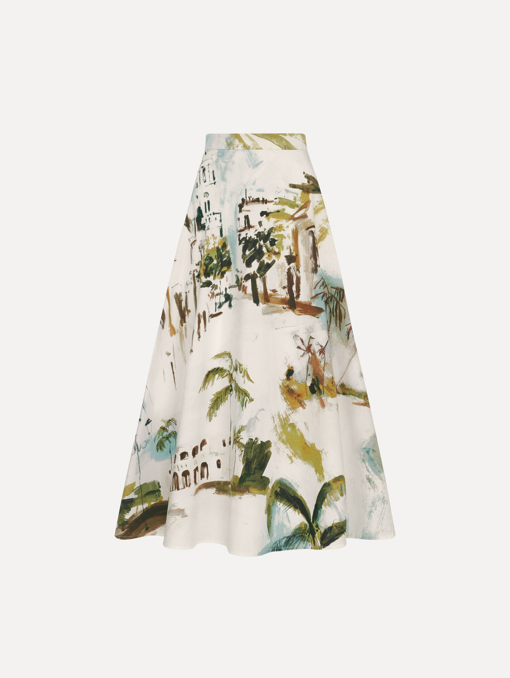 Oscar de la Renta Dominican Landscape Cotton Poplin Skirt