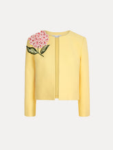 Oscar de la Renta Porcelain Flower Embroidered Jacket