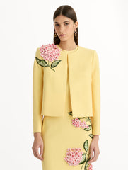 Oscar de la Renta Porcelain Flower Embroidered Jacket