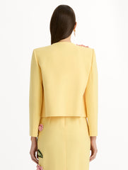 Oscar de la Renta Porcelain Flower Embroidered Jacket