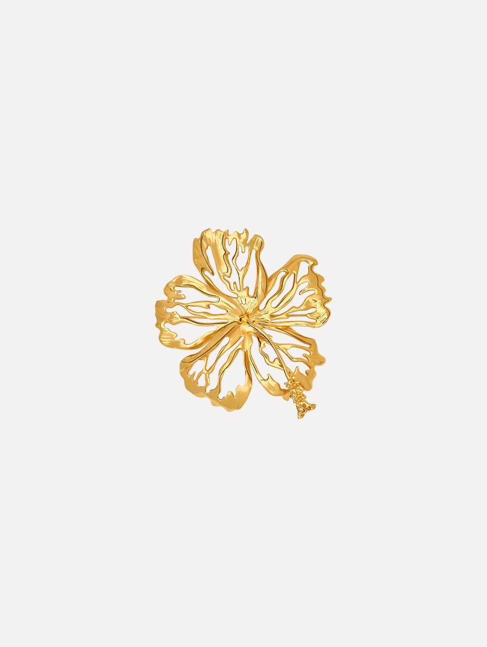 Oscar de la Renta Openwork Hibiscus Brooch