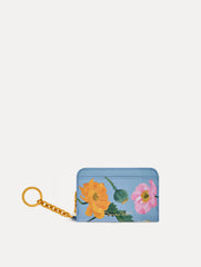 Oscar de la Renta Poppy-Printed Zip Card Case
