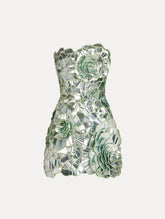 Oscar de la Renta Geometric Sequin Rosette Mini Dress