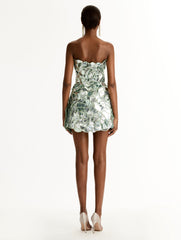 Oscar de la Renta Geometric Sequin Rosette Mini Dress