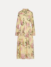 Oscar de la Renta Porcelain Flower Cotton Poplin Long-Sleeve Dress