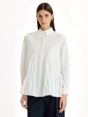 Oscar de la Renta Tiered Cotton Poplin Blouse