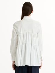 Oscar de la Renta Tiered Cotton Poplin Blouse