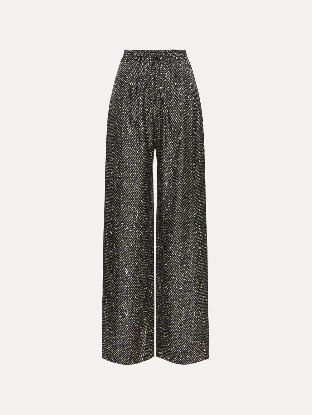 Oscar de la Renta Chevron Silk Twill Drawstring Pant