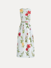 Oscar de la Renta Chiné Dominican Mixed-Floral Faille Dress