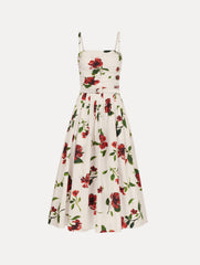 Oscar de la Renta Hibiscus Cotton Poplin Dress