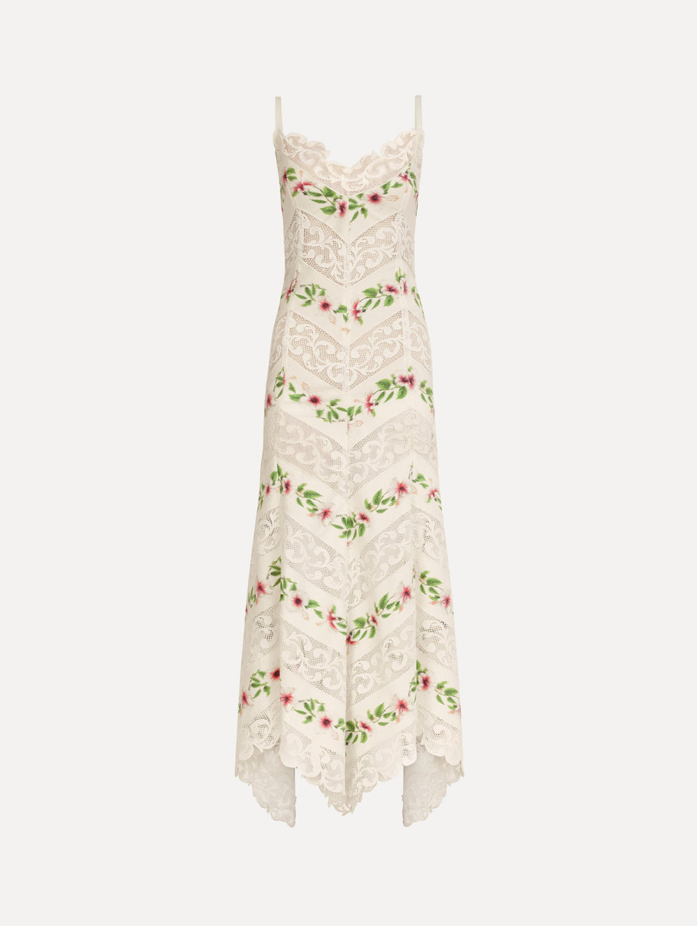Oscar de la Renta Chiné Hibiscus Striped Cotton Poplin Dress
