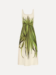 Oscar de la Renta Palm Leaves Cotton Poplin Dress