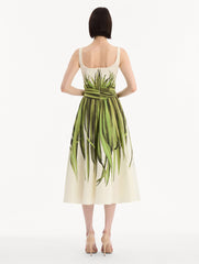 Oscar de la Renta Palm Leaves Cotton Poplin Dress