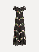 Oscar de la Renta Chiné Hibiscus Striped Faille Midi Dress