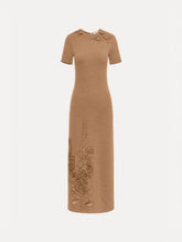 Oscar de la Renta Foxglove Embroidered Knit Dress