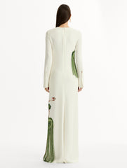 Oscar de la Renta Chiné Cyclamen Threadwork Fringe Caftan