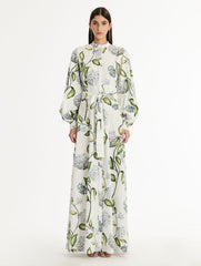 Oscar de la Renta Porcelain Flower Cotton Poplin Caftan