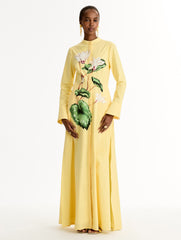 Oscar de la Renta Chiné Cyclamen Cotton Poplin Caftan