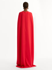 Oscar de la Renta Brooch Embroidered Cape-Back Caftan