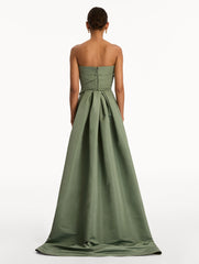 Oscar de la Renta Gold Leaf Embroidered Faille Gown