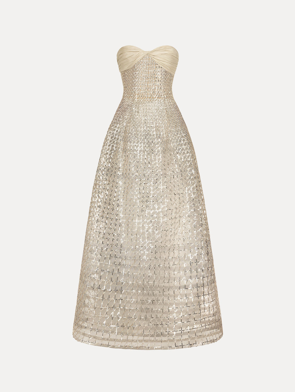Oscar de la Renta Sequin & Bugle Bead Lattice Gown