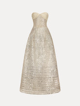 Oscar de la Renta Sequin & Bugle Bead Lattice Gown