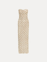 Oscar de la Renta Mother of Pearl Embroidered Column Gown