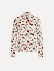 Oscar de la Renta Hibiscus Silk Chiffon Blouse
