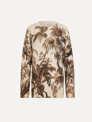 Oscar de la Renta Chiné Palm Leaves Oversized Pullover