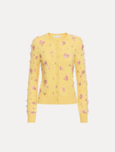 Oscar de la Renta Crystal Cluster Embroidered Cardigan