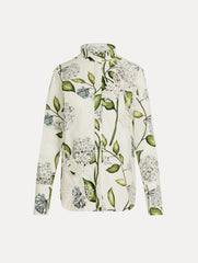 Oscar de la Renta Porcelain Flower Cotton Poplin Blouse