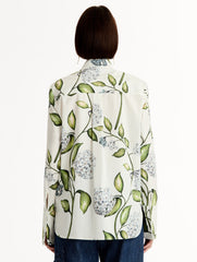 Oscar de la Renta Porcelain Flower Cotton Poplin Blouse