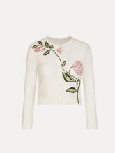 Oscar de la Renta Porcelain Flower Threadwork Cropped Cardigan