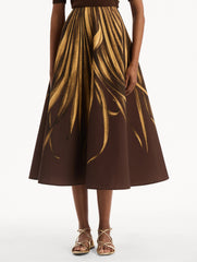 Oscar de la Renta Palm Leaves Faille Skirt