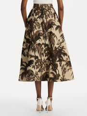 Oscar de la Renta Chiné Palm Leaves Skirt