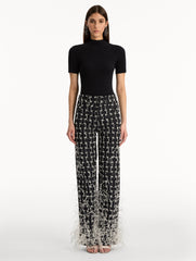 Oscar de la Renta Woven Denim Jacquard Pant