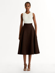 Oscar de la Renta Wool Tweed Pleated Skirt