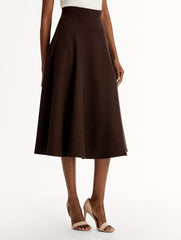 Oscar de la Renta Wool Tweed Pleated Skirt