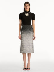 Oscar de la Renta Ombré Lurex Bouclé Jacquard Skirt