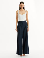 Oscar de la Renta Wide-Leg Wool-Blend Pant