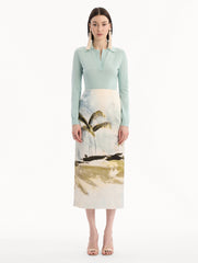 Oscar de la Renta Dominican Landscape Pencil Skirt