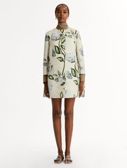 Oscar de la Renta Porcelain Flower Faille Coat