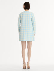 Oscar de la Renta Gingham Coat with Floral Appliqué