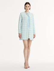 Oscar de la Renta Gingham Coat with Floral Appliqué