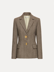Oscar de la Renta Chevron Cashmere-Blend Jacket