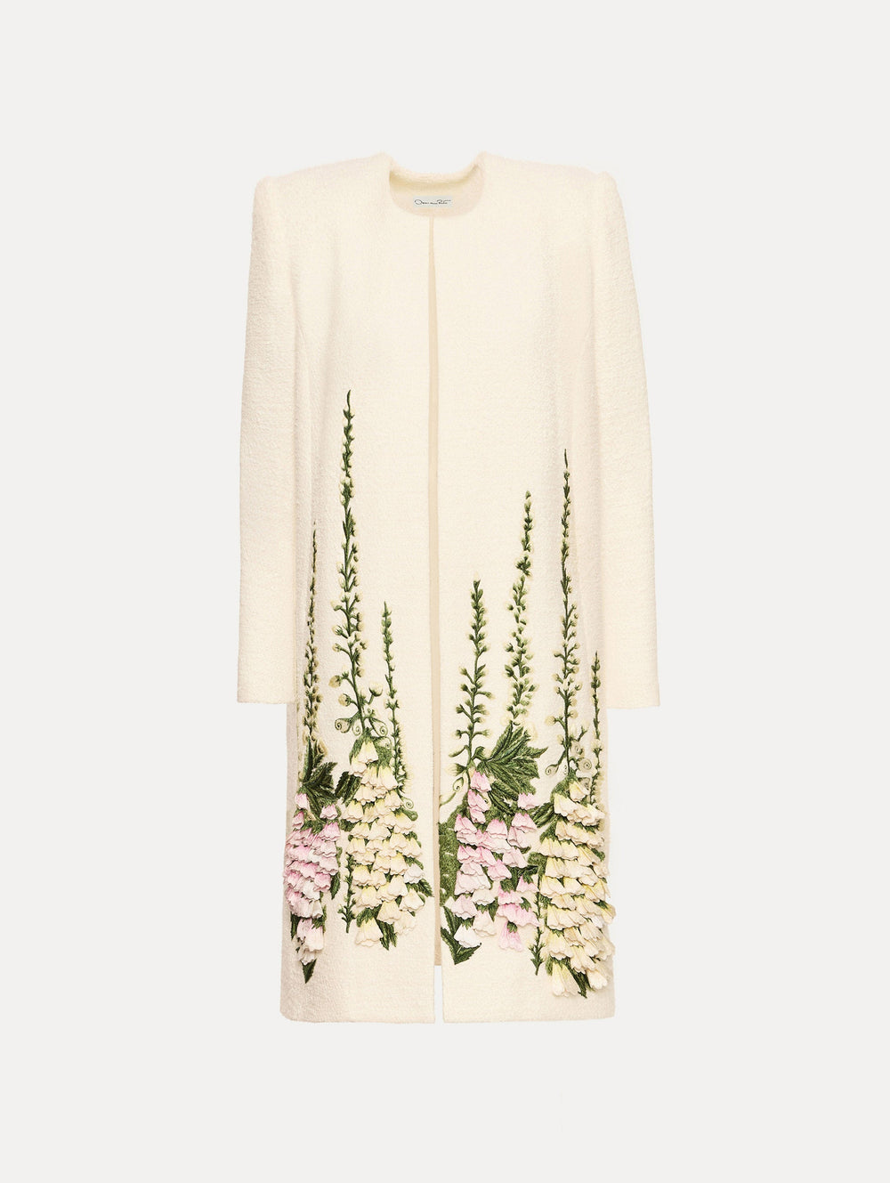Oscar de la Renta Foxglove Embroidered Tweed Jacket
