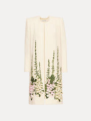 Oscar de la Renta Foxglove Embroidered Tweed Jacket