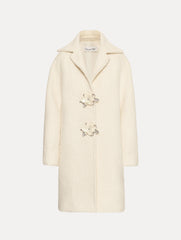 Oscar de la Renta Floral Button Bouclé Tweed Coat