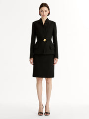 Oscar de la Renta Cyclamen Belt Tweed Jacket